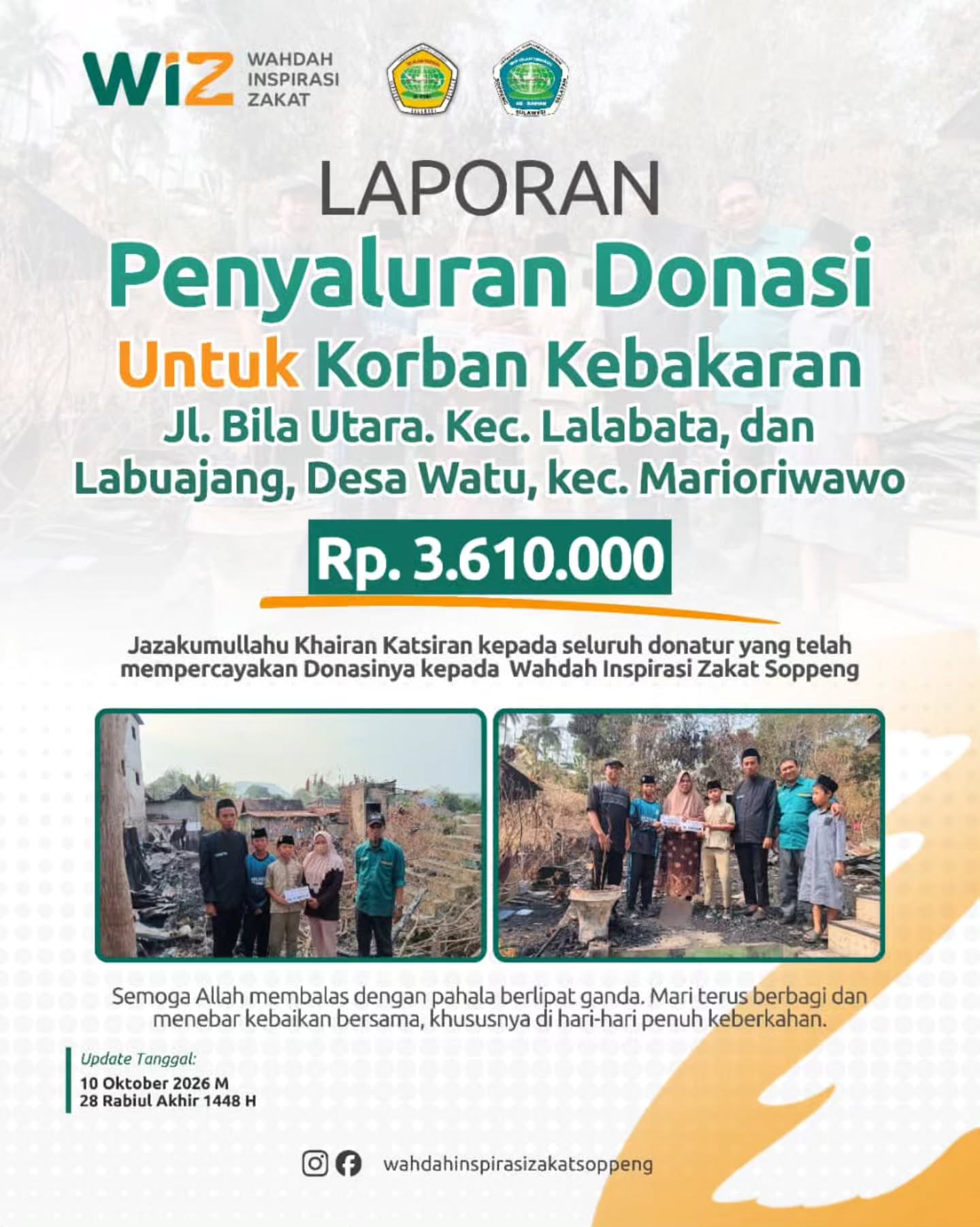Penyaluran donasi korban kebakaran