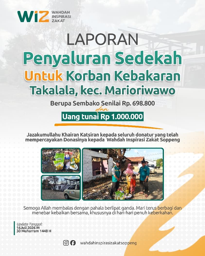 Penyaluran sedekah untuk korban kebakaran Takalala, Soppeng